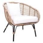 Moisture-Absorbing Boho Accent Chair - Sturdy Rattan & Stable Iron Garden Chair For Garden & Outdoor Patio Lumendat