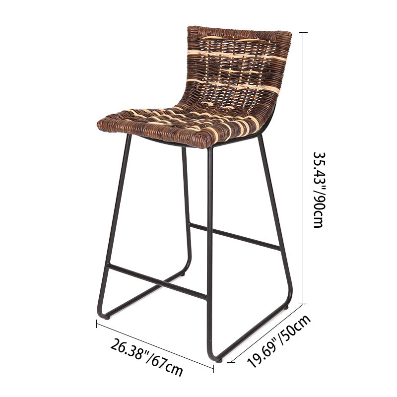 Farmhouse Rattan Bar Stool - Easy-Maneuver Rattan Cool Seating Bar Dining Stool For Dining Room & Kitchen Lumendat