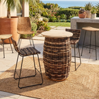 Farmhouse Rattan Bar Stool - Easy-Maneuver Rattan Cool Seating Bar Dining Stool For Dining Room & Kitchen Lumendat