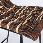 Farmhouse Rattan Bar Stool - Easy-Maneuver Rattan Cool Seating Bar Dining Stool For Dining Room & Kitchen Lumendat