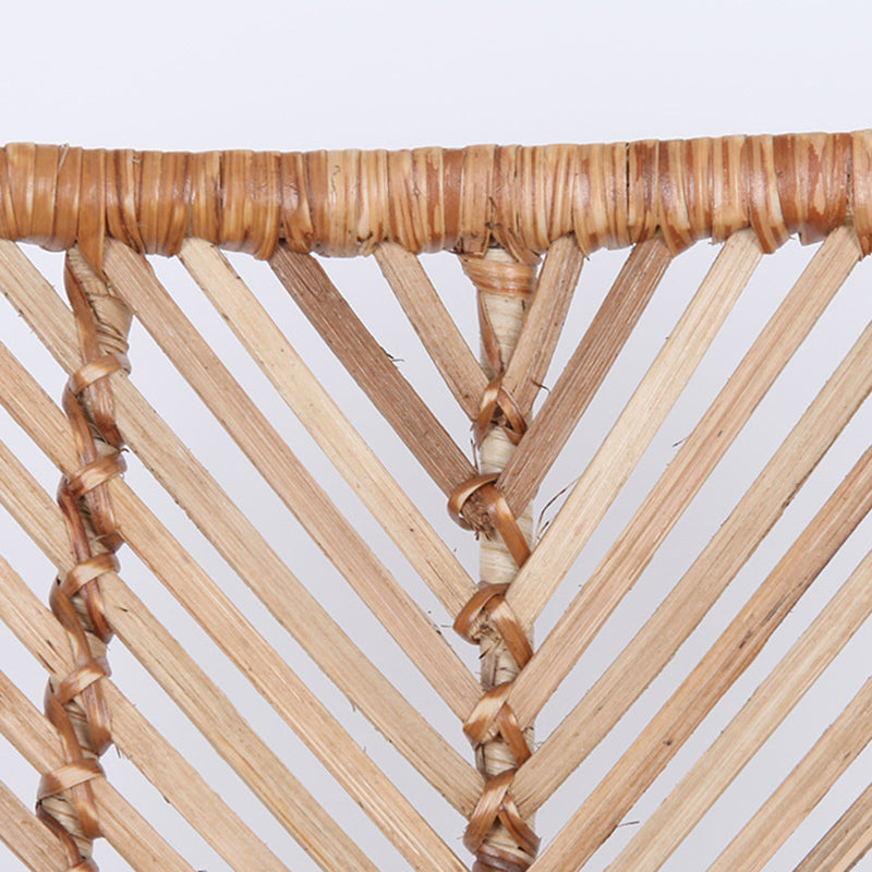 Coastal Rattan Dining Chair - Hand-Woven Feather-Leaf Texture & Iron Frame Chair For Dining Room & Kitchen Lumendat