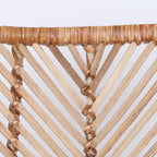 Coastal Rattan Dining Chair - Hand-Woven Feather-Leaf Texture & Iron Frame Chair For Dining Room & Kitchen Lumendat