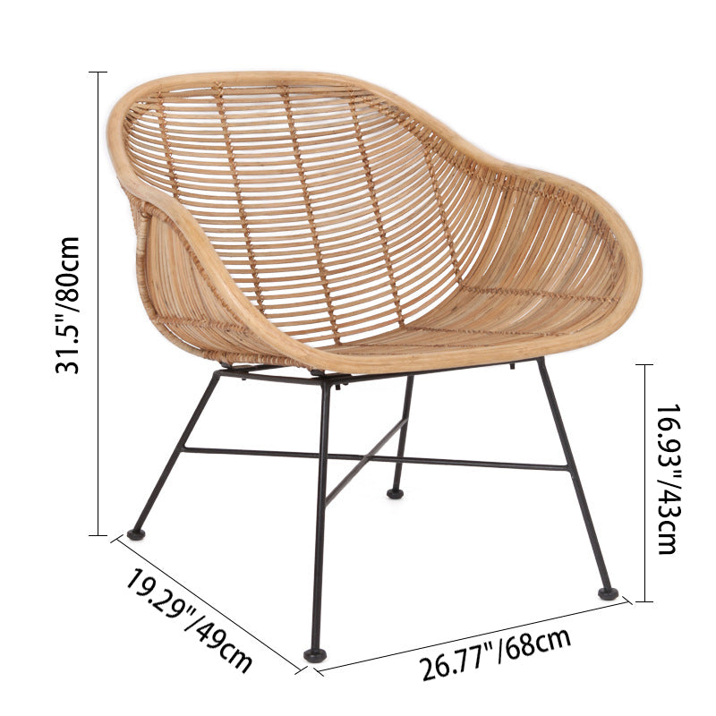 Durable Rattan & Iron Frame Armchair - Lightweight Versatile Chair For Garden Lumendat