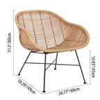 Durable Rattan & Iron Frame Armchair - Lightweight Versatile Chair For Garden Lumendat