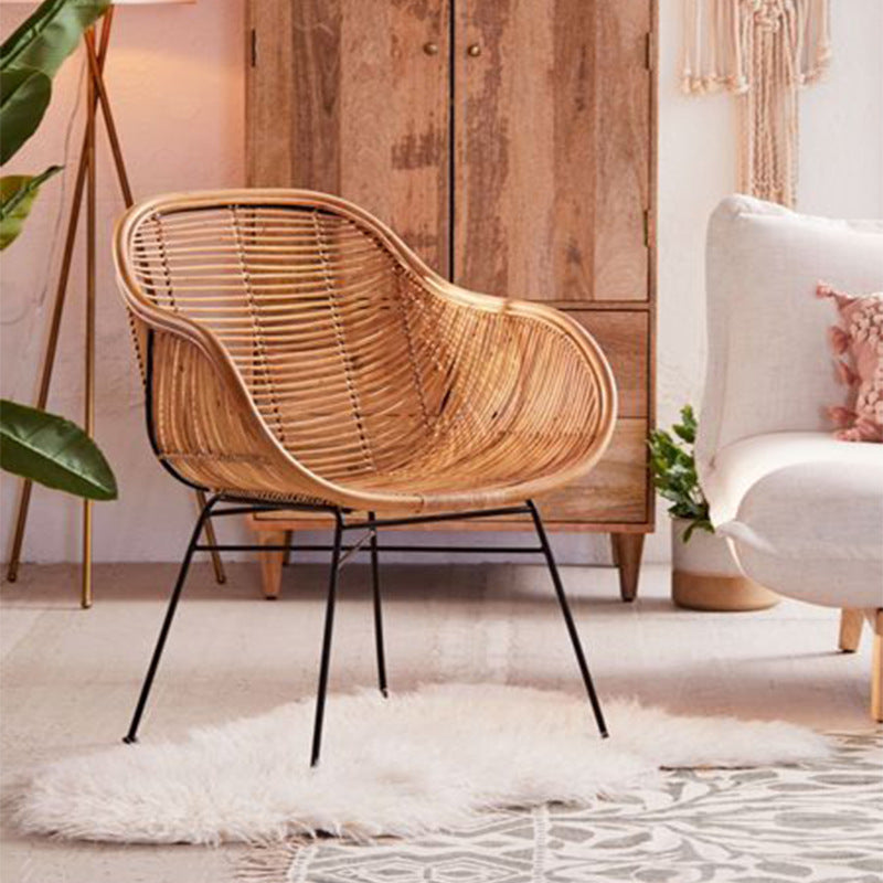 Durable Rattan & Iron Frame Armchair - Lightweight Versatile Chair For Garden Lumendat