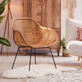 Durable Rattan & Iron Frame Armchair - Lightweight Versatile Chair For Garden Lumendat