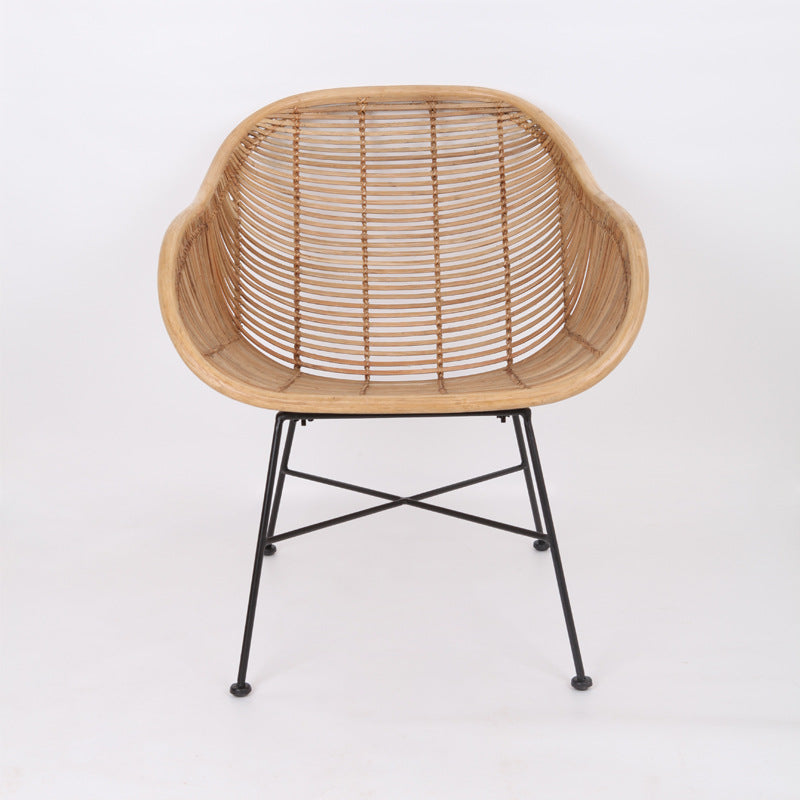 Durable Rattan & Iron Frame Armchair - Lightweight Versatile Chair For Garden Lumendat