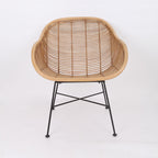 Durable Rattan & Iron Frame Armchair - Lightweight Versatile Chair For Garden Lumendat