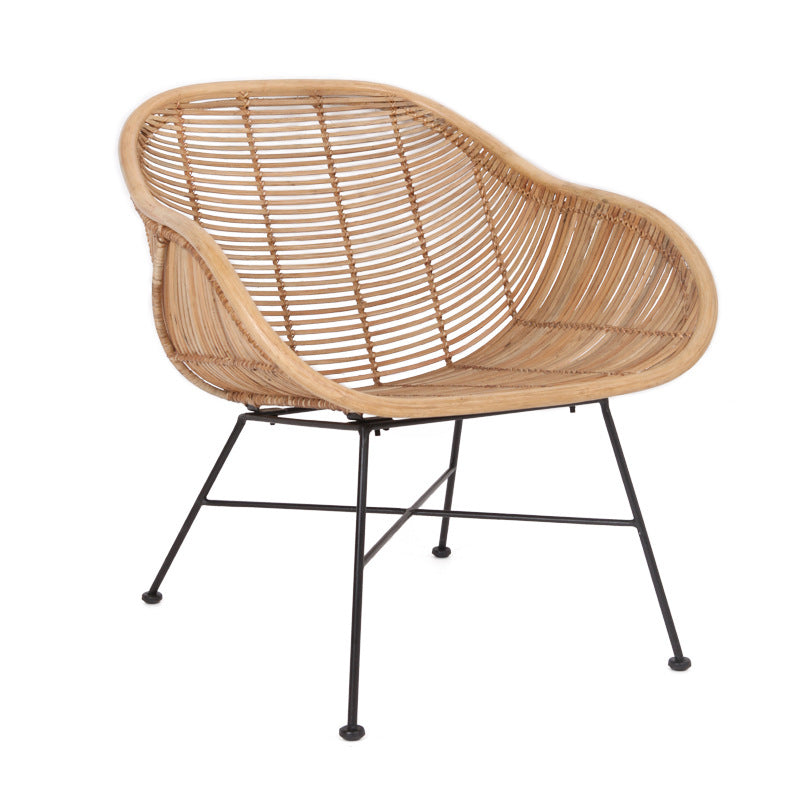 Durable Rattan & Iron Frame Armchair - Lightweight Versatile Chair For Garden Lumendat