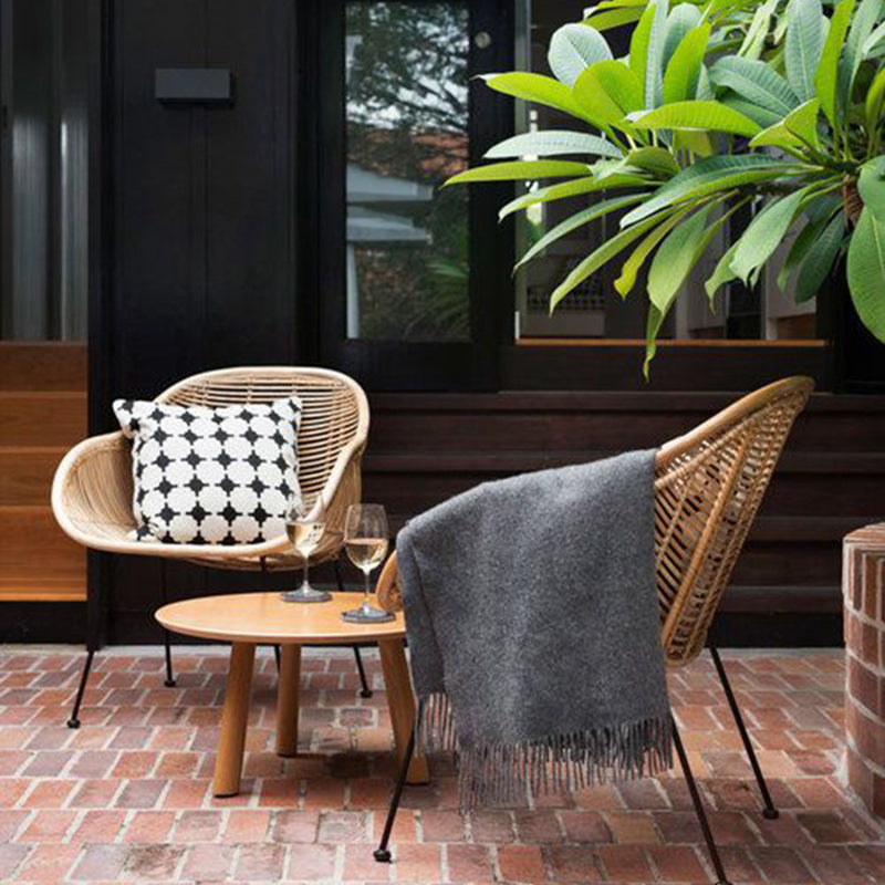 Durable Rattan & Iron Frame Armchair - Lightweight Versatile Chair For Garden Lumendat
