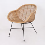 Durable Rattan & Iron Frame Armchair - Lightweight Versatile Chair For Garden Lumendat