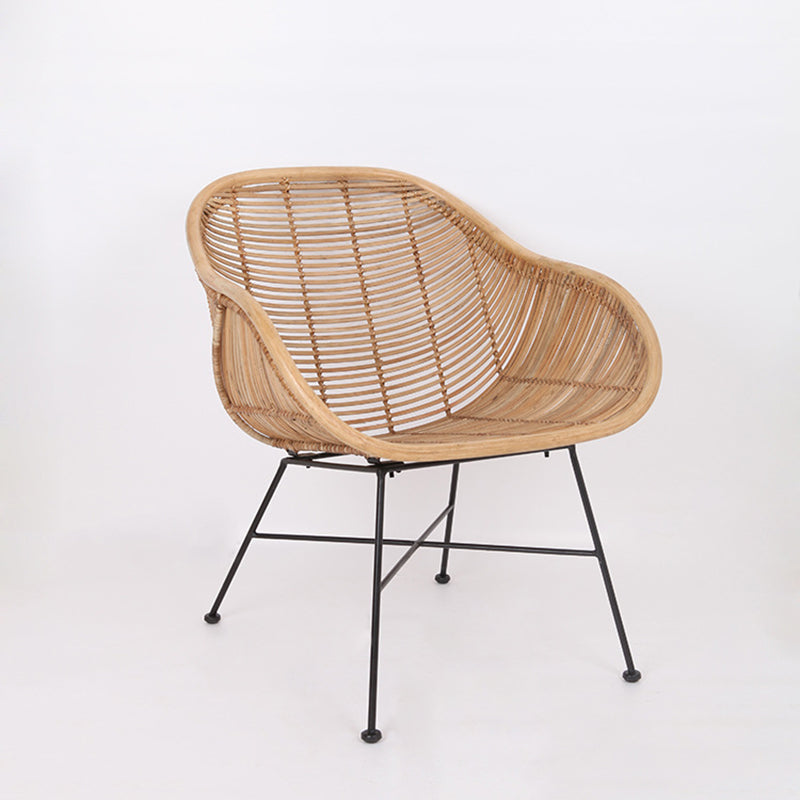 Durable Rattan & Iron Frame Armchair - Lightweight Versatile Chair For Garden Lumendat