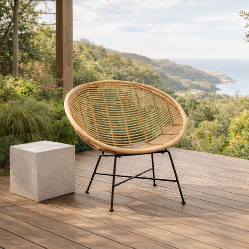 Circular Wrap-Around Rattan Chair - Ergonomic Comfort Hand-Woven & Breathable Chair For Garden Lumendat