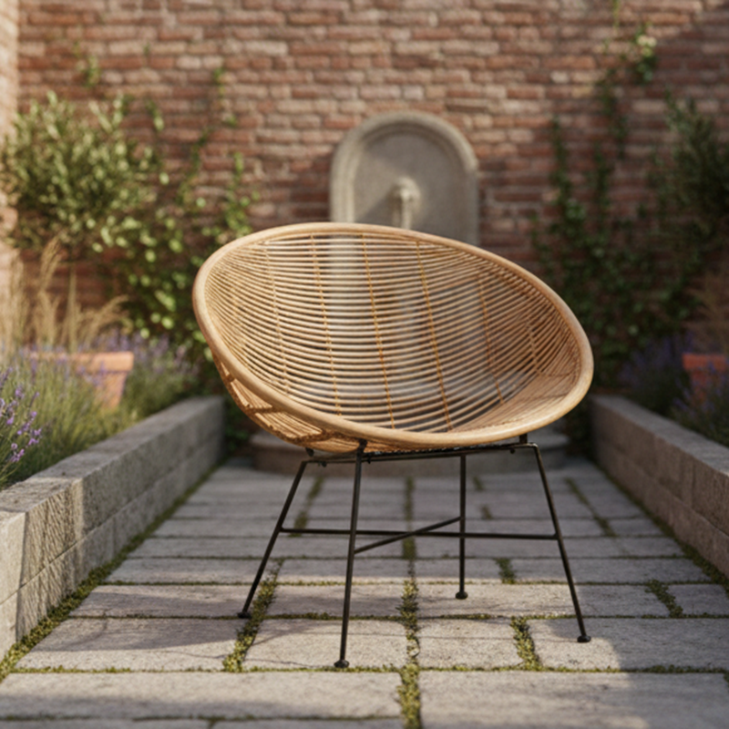 Circular Wrap-Around Rattan Chair - Ergonomic Comfort Hand-Woven & Breathable Chair For Garden Lumendat
