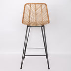 Boho-Style Rattan Weaving Bar Stool - Stable Support Airy Texture Backrest Stool For Dining Room & Kitchen Lumendat