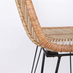 Boho-Style Rattan Weaving Bar Stool - Stable Support Airy Texture Backrest Stool For Dining Room & Kitchen Lumendat