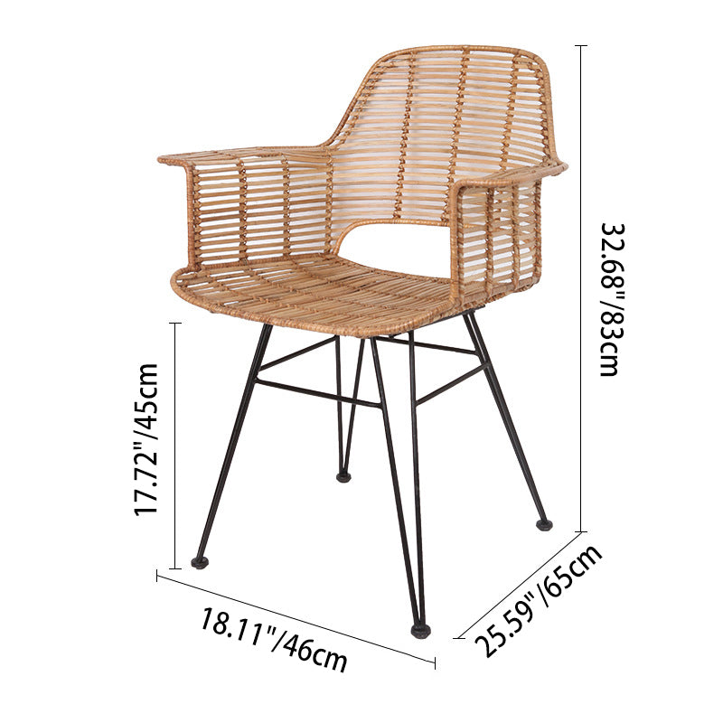 Lightweight Rattan Armchair - Breathable Hand-Woven Chair Backrest Armrest For Living Room Lumendat