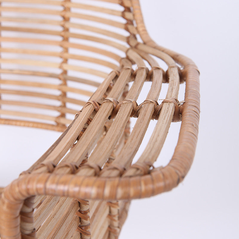 Lightweight Rattan Armchair - Breathable Hand-Woven Chair Backrest Armrest For Living Room Lumendat