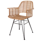 Lightweight Rattan Armchair - Breathable Hand-Woven Chair Backrest Armrest For Living Room Lumendat