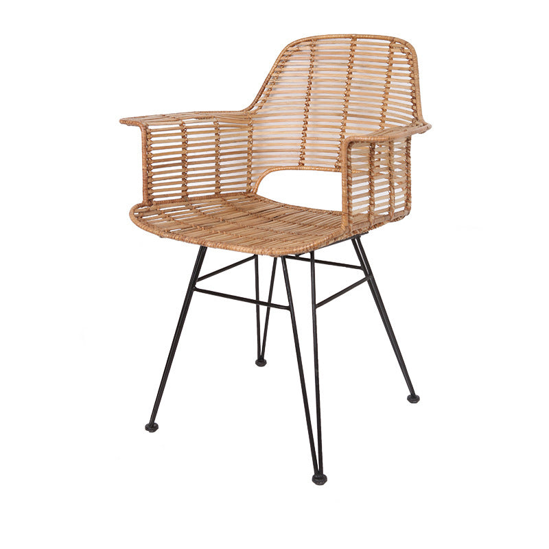 Lightweight Rattan Armchair - Breathable Hand-Woven Chair Backrest Armrest For Living Room Lumendat
