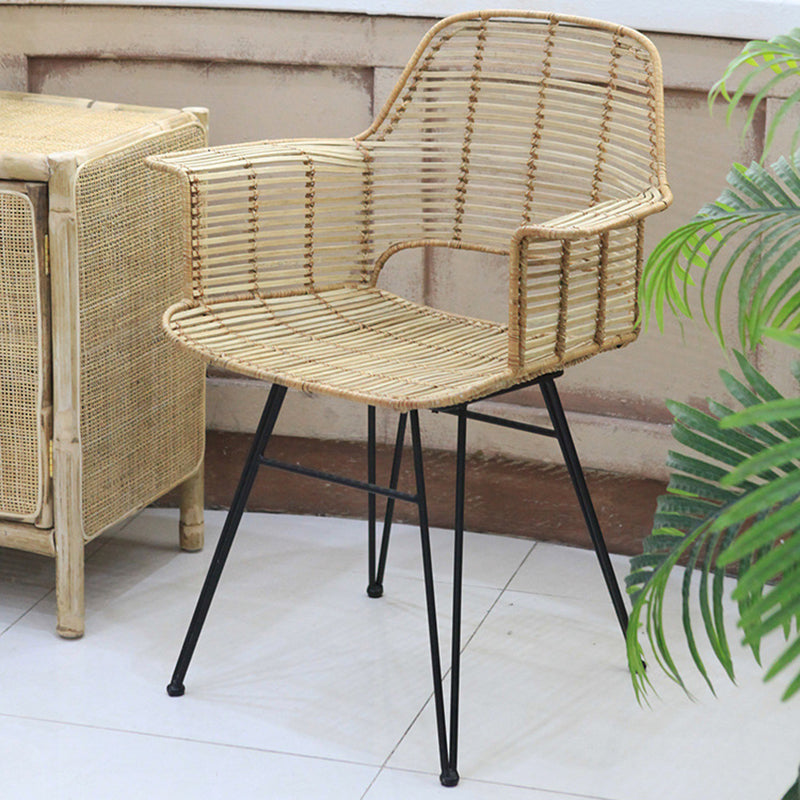 Lightweight Rattan Armchair - Breathable Hand-Woven Chair Backrest Armrest For Living Room Lumendat