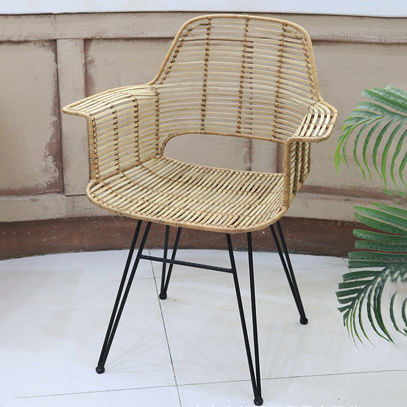 Lightweight Rattan Armchair - Breathable Hand-Woven Chair Backrest Armrest For Living Room Lumendat