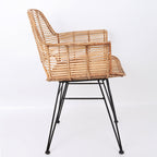 Lightweight Rattan Armchair - Breathable Hand-Woven Chair Backrest Armrest For Living Room Lumendat