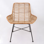Ergonomic Natural Rattan Armchair - Rust-Proof Iron Frame Cool Seating Chair For Living Room Lumendat