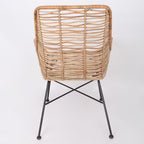 Ergonomic Natural Rattan Armchair - Rust-Proof Iron Frame Cool Seating Chair For Living Room Lumendat