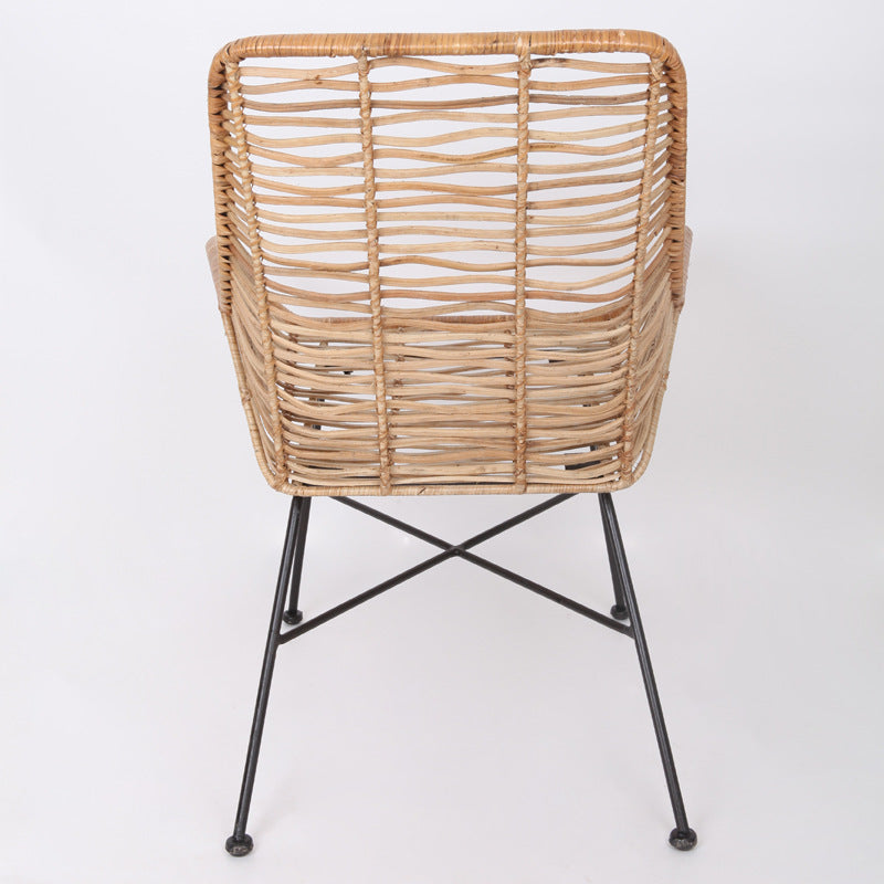 Ergonomic Natural Rattan Armchair - Rust-Proof Iron Frame Cool Seating Chair For Living Room Lumendat