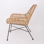 Ergonomic Natural Rattan Armchair - Rust-Proof Iron Frame Cool Seating Chair For Living Room Lumendat