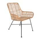 Ergonomic Natural Rattan Armchair - Rust-Proof Iron Frame Cool Seating Chair For Living Room Lumendat
