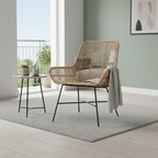 Ergonomic Natural Rattan Armchair - Rust-Proof Iron Frame Cool Seating Chair For Living Room Lumendat