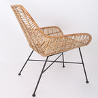 Ergonomic Natural Rattan Armchair - Rust-Proof Iron Frame Cool Seating Chair For Living Room Lumendat