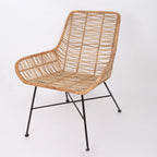Ergonomic Natural Rattan Armchair - Rust-Proof Iron Frame Cool Seating Chair For Living Room Lumendat