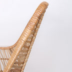 Ergonomic Natural Rattan Armchair - Rust-Proof Iron Frame Cool Seating Chair For Living Room Lumendat
