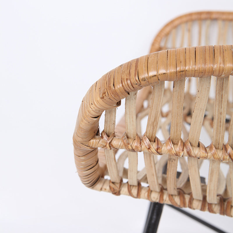 Ergonomic Natural Rattan Armchair - Rust-Proof Iron Frame Cool Seating Chair For Living Room Lumendat