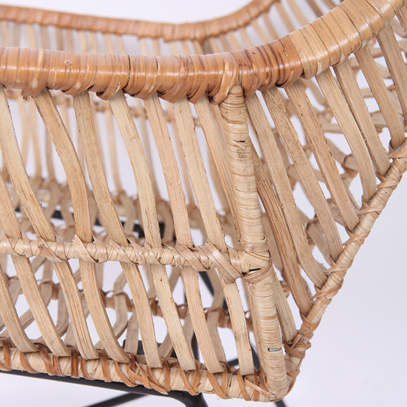 Ergonomic Natural Rattan Armchair - Rust-Proof Iron Frame Cool Seating Chair For Living Room Lumendat