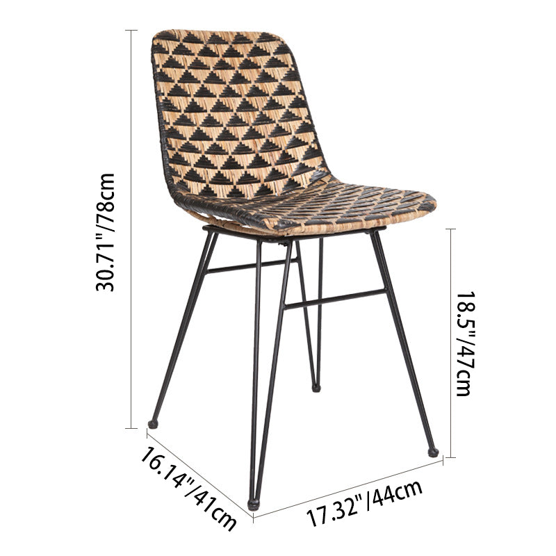 Bohemian Geometric Rattan Dining Chair - Lightweight Hand-Woven Rattan Chair For Dining Room & Kitchen Lumendat
