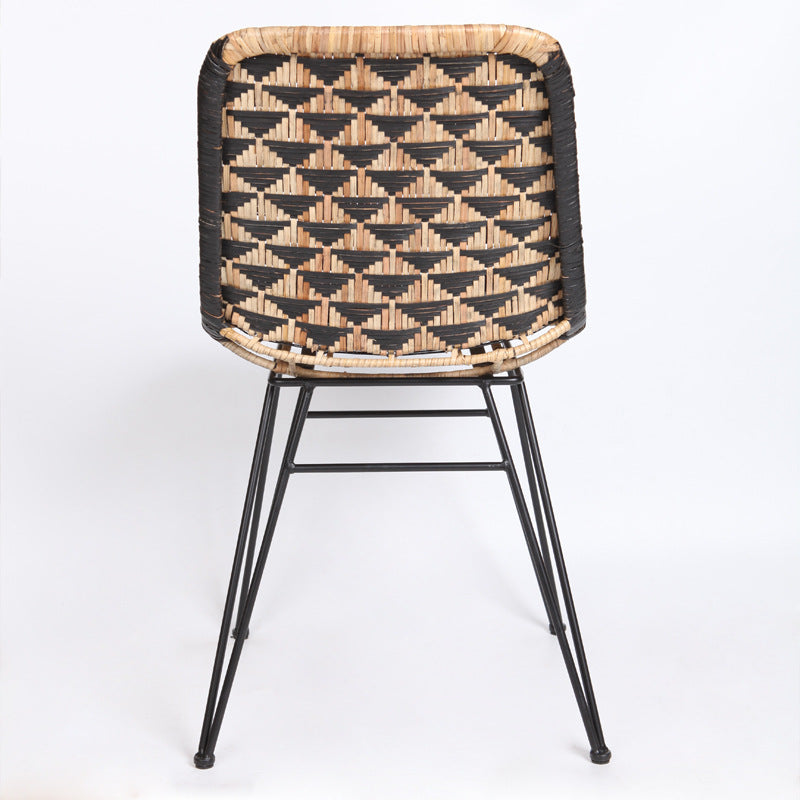 Bohemian Geometric Rattan Dining Chair - Lightweight Hand-Woven Rattan Chair For Dining Room & Kitchen Lumendat