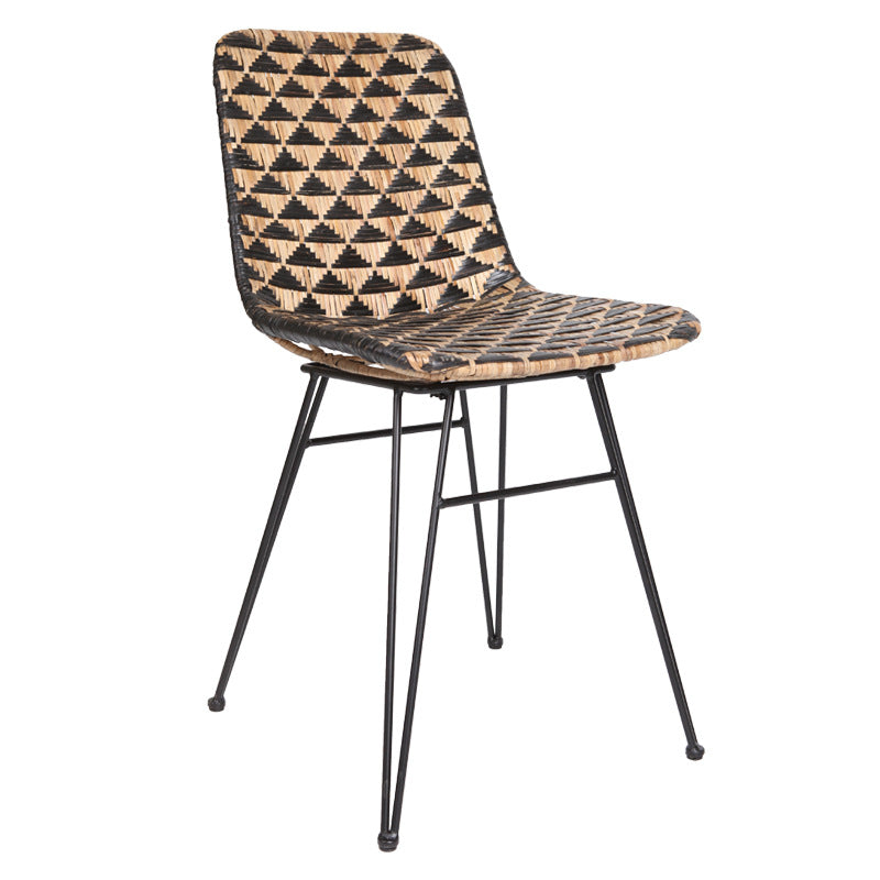 Bohemian Geometric Rattan Dining Chair - Lightweight Hand-Woven Rattan Chair For Dining Room & Kitchen Lumendat