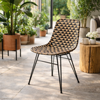 Bohemian Geometric Rattan Dining Chair - Lightweight Hand-Woven Rattan Chair For Dining Room & Kitchen Lumendat
