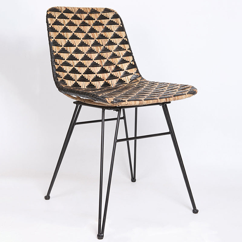 Bohemian Geometric Rattan Dining Chair - Lightweight Hand-Woven Rattan Chair For Dining Room & Kitchen Lumendat