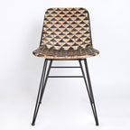 Bohemian Geometric Rattan Dining Chair - Lightweight Hand-Woven Rattan Chair For Dining Room & Kitchen Lumendat