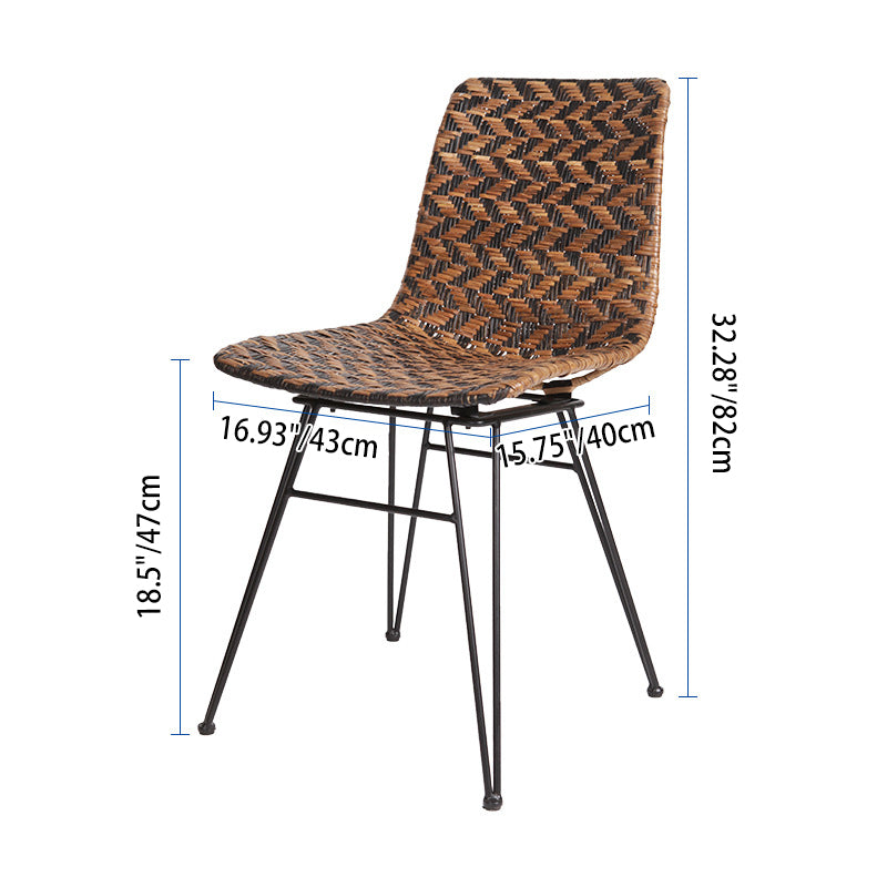 Breathable Rattan Weaving Dining Chair - Scandinavian Geometric Pattern Chair For Dining Room & Kitchen Lumendat