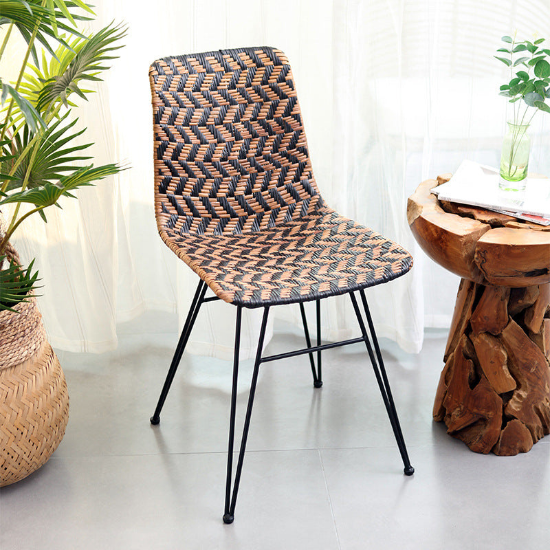 Breathable Rattan Weaving Dining Chair - Scandinavian Geometric Pattern Chair For Dining Room & Kitchen Lumendat