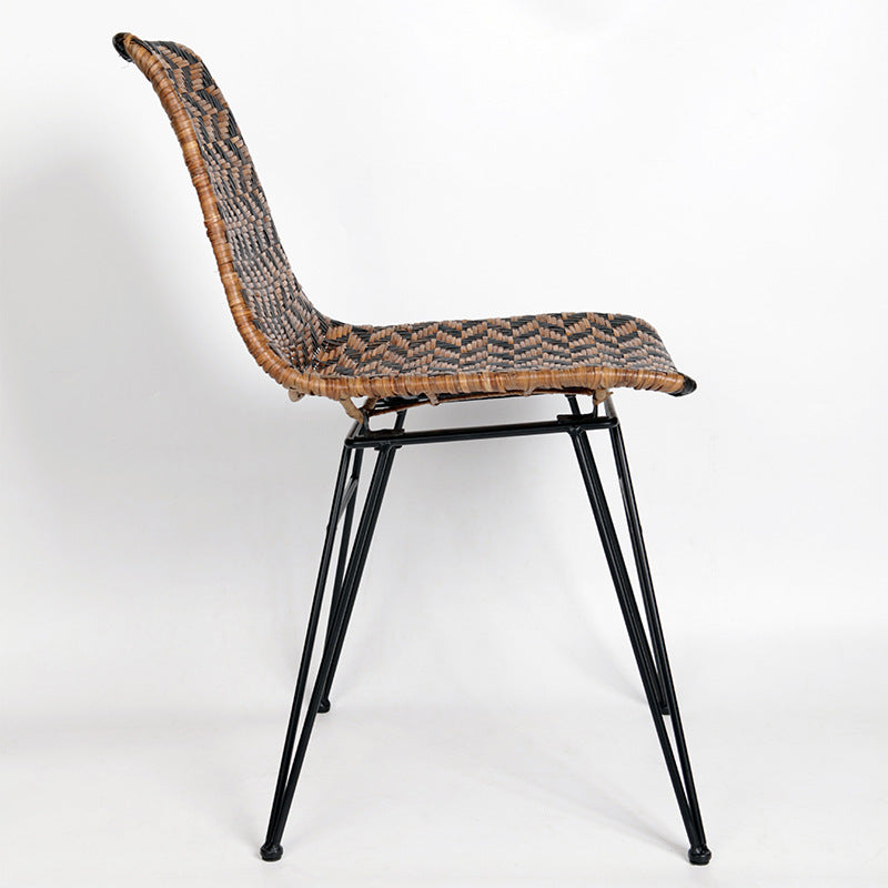 Breathable Rattan Weaving Dining Chair - Scandinavian Geometric Pattern Chair For Dining Room & Kitchen Lumendat