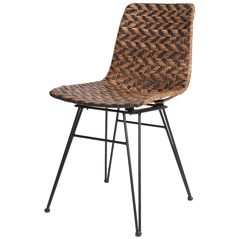 Breathable Rattan Weaving Dining Chair - Scandinavian Geometric Pattern Chair For Dining Room & Kitchen Lumendat