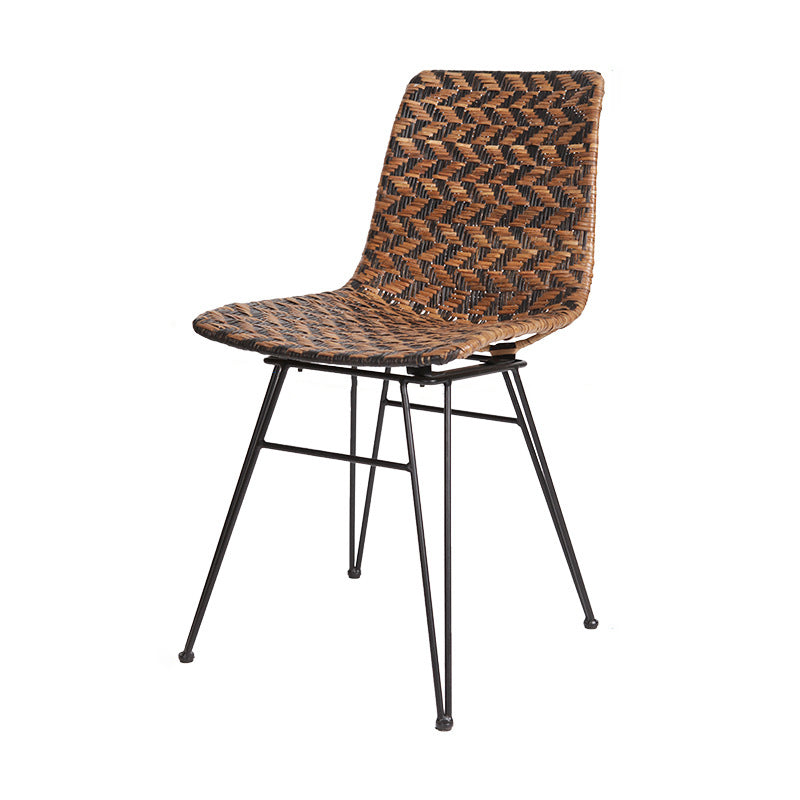 Breathable Rattan Weaving Dining Chair - Scandinavian Geometric Pattern Chair For Dining Room & Kitchen Lumendat