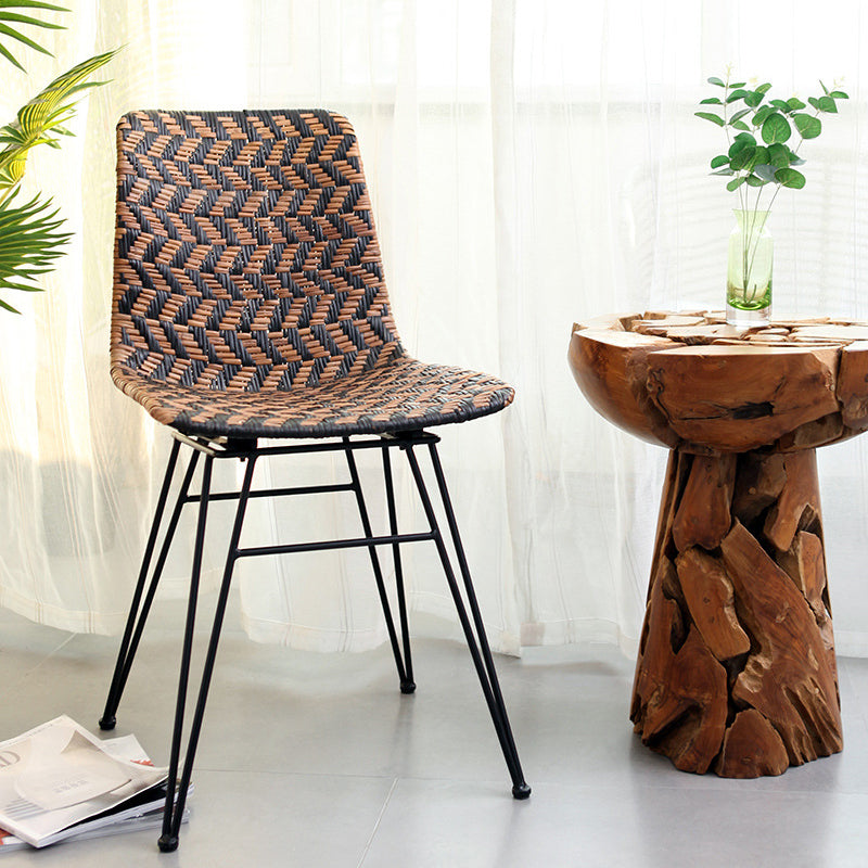 Breathable Rattan Weaving Dining Chair - Scandinavian Geometric Pattern Chair For Dining Room & Kitchen Lumendat